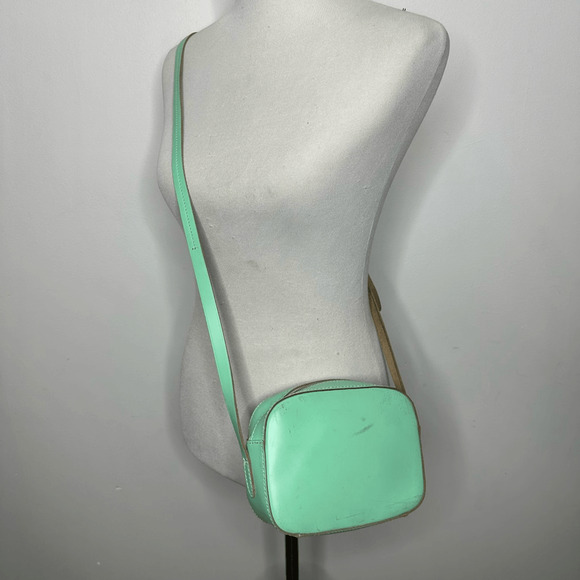 J. CREW Marlo Crossbody Bag Mint Teal Smooth Leather Italy small travel - Picture 2 of 7